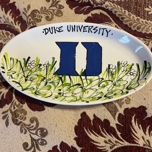 Duke University Floral Oval Platter - Blue and Green